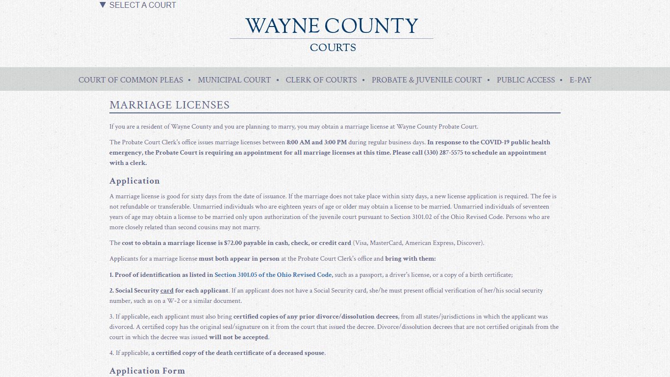 Marriage Licenses | Wayne County Courts